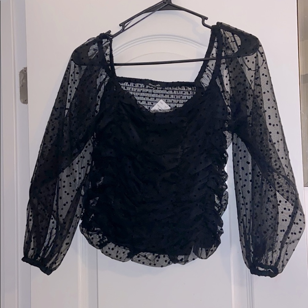 Polka dot mesh top